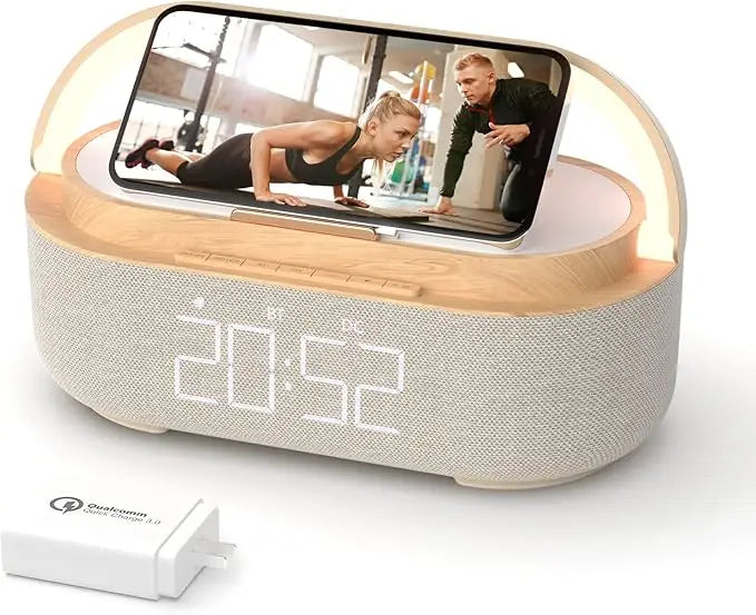 Bluetooth Speaker Alarm Clock with Wireless Charger