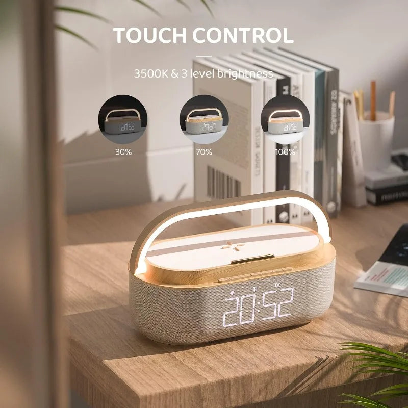 Bluetooth Speaker Alarm Clock with Wireless Charger