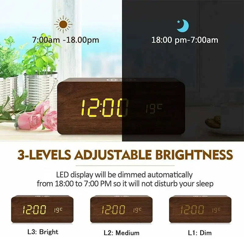 Wooden Digital Alarm Clock