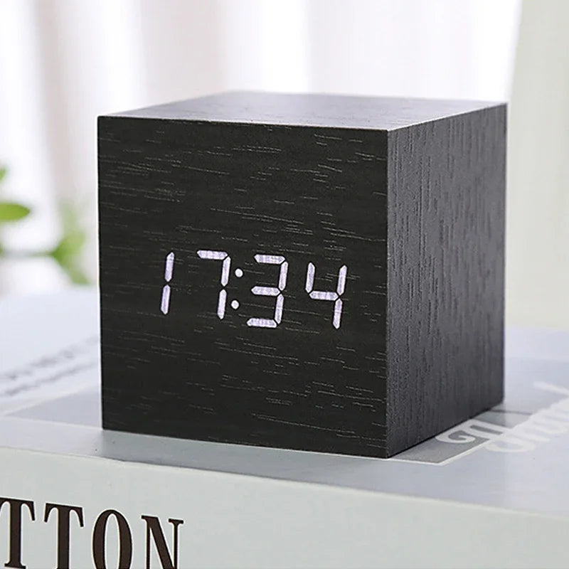 Wooden Square LED Smart Alarm Clock