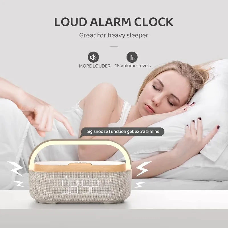 Bluetooth Speaker Alarm Clock with Wireless Charger