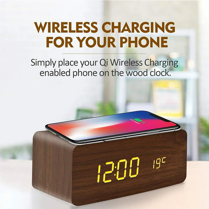 Wooden Digital Alarm Clock