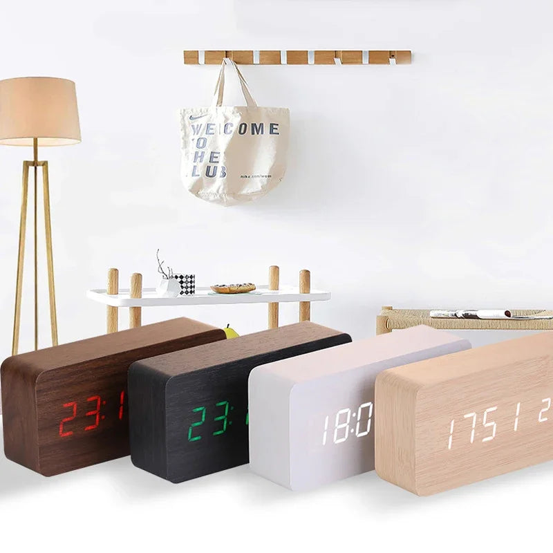 Wooden Square LED Smart Alarm Clock